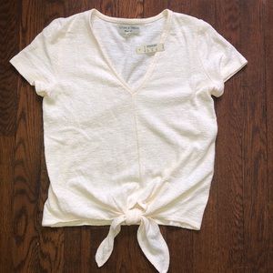 Madewell white front tie short sleeve top